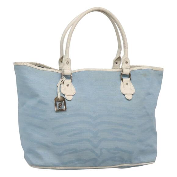 FENDI Tote Bag Canvas Light Blue - Picture 1 of 12